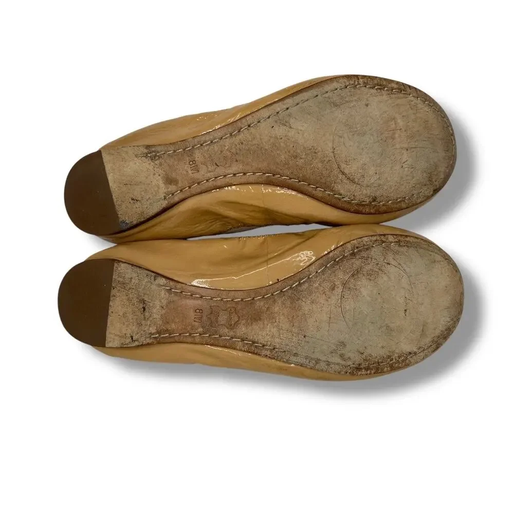 Tory Burch Tan Caroline Nude Ballet Leather Flats 8